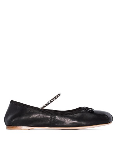 crystal-embellished leather ballerina shoes