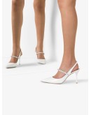 100mm crystal-embellished leather pumps