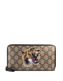 Tiger print GG Supreme wallet