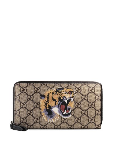 Tiger print GG Supreme wallet