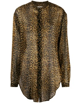 leopard-print wool shirt