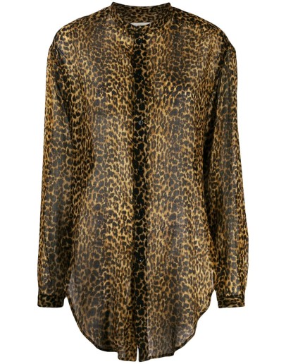 leopard-print wool shirt