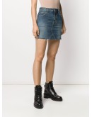 raw edge denim mini skirt