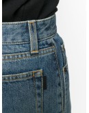 raw edge denim mini skirt