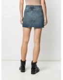 raw edge denim mini skirt