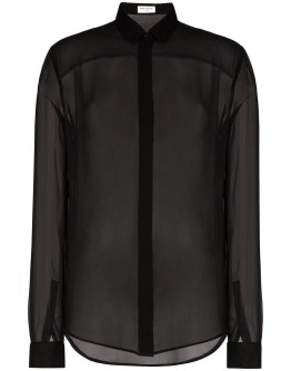 sheer button-up shirt
