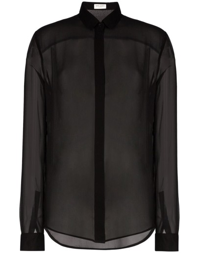 sheer button-up shirt
