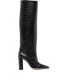crocodile-effect knee-high boots