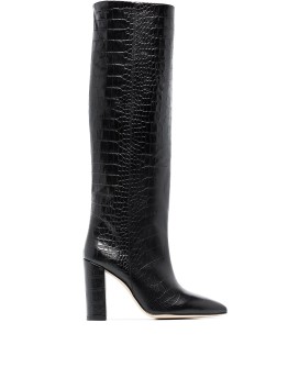 crocodile-effect knee-high boots