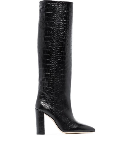 crocodile-effect knee-high boots