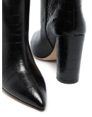 crocodile-effect knee-high boots