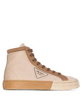 two-tone gabardine hi-top sneakers