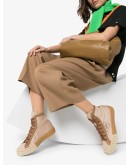 two-tone gabardine hi-top sneakers