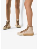 two-tone gabardine hi-top sneakers