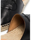 logo-embroidered leather espadrille slides