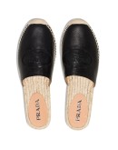 logo-embroidered leather espadrille slides