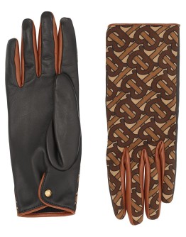 cashmere lining monogram print gloves