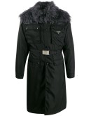 mohair detail belted coat