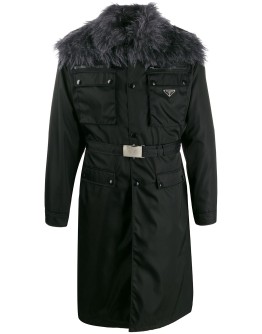 mohair detail belted coat