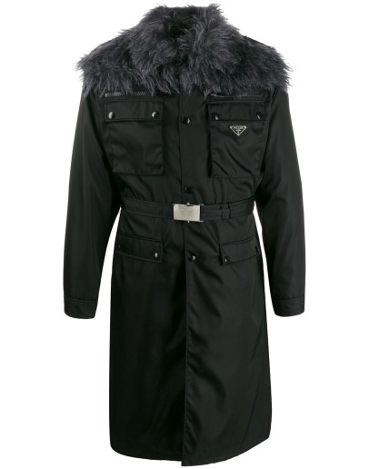 mohair detail belted coat