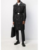 mohair detail belted coat