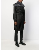 mohair detail belted coat