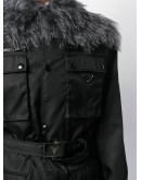 mohair detail belted coat