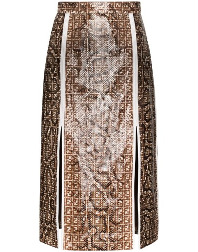 snake print FF motif skirt