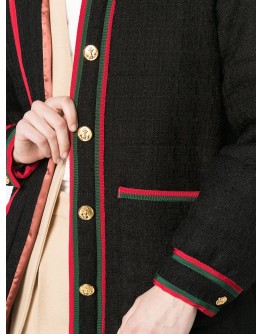 Web stripe tweed coat