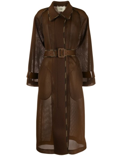 mesh belted trench coat