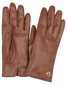 leather logo gloves
