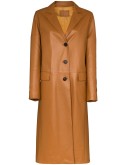 single-breasted leather trench coat