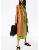 single-breasted leather trench coat
