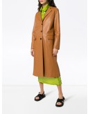 single-breasted leather trench coat