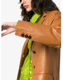 single-breasted leather trench coat