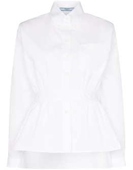 gathered-waist button-down shirt 