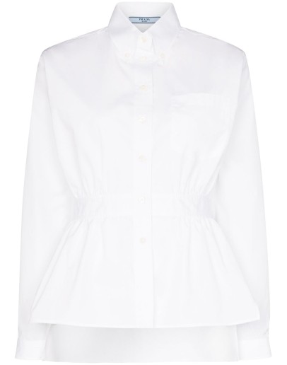 gathered-waist button-down shirt 
