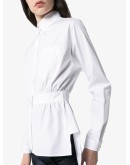 gathered-waist button-down shirt 