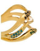 gold-plated gemstone embellished hoop earrings