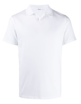 fitted buttonless polo shirt