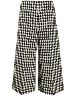 houndstooth print cropped trousers