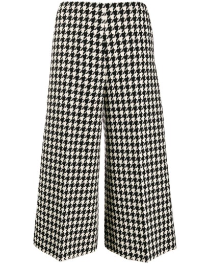 houndstooth print cropped trousers