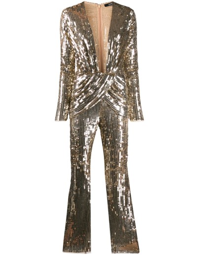 plunge style embellished jumpsuit