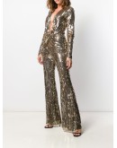 plunge style embellished jumpsuit
