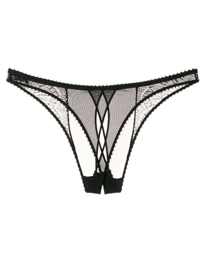 lace insert crotchless thong