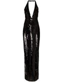 halterneck low V-neck sequin gown