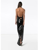 halterneck low V-neck sequin gown