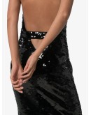 halterneck low V-neck sequin gown