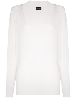 V-neck long-sleeved sweater