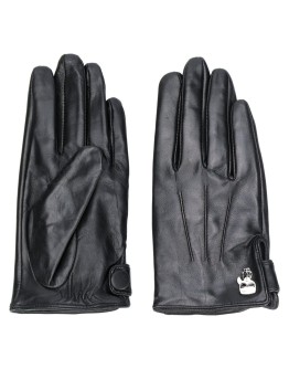 pin-embellished pebbled gloves